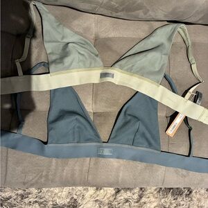 SKIMS Triangle Bralette Duo in Sage and Slate Blue